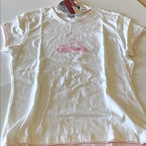 NWT  Majestic White and Pink Cardinals BASEBALL Tee